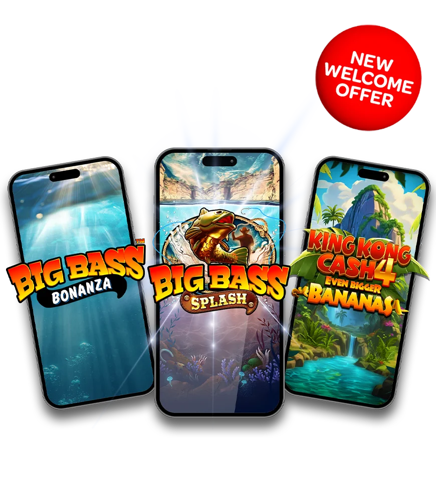 Woman holding phone playing Big Bass Vegas