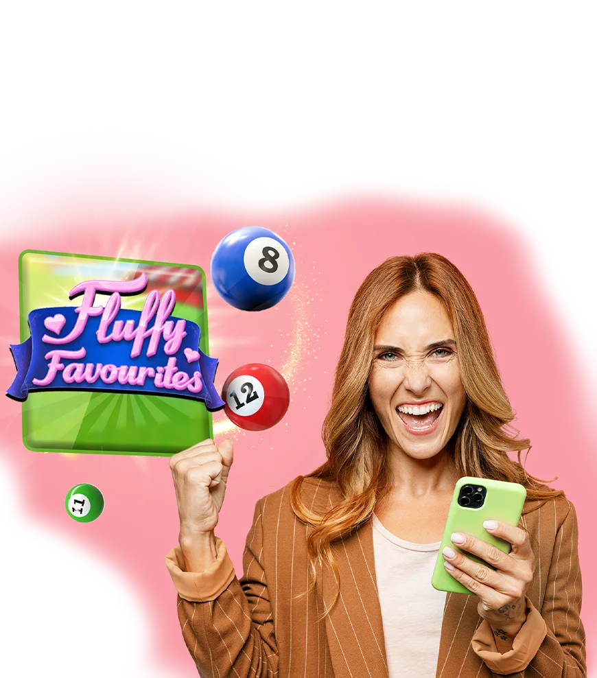 Woman holding phone playing Big Bass Vegas